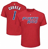 Puerto Rico Baseball 1 Carlos Correa Majestic 2017 World Baseball Classic Name & Number T-Shirt Red,baseball caps,new era cap wholesale,wholesale hats